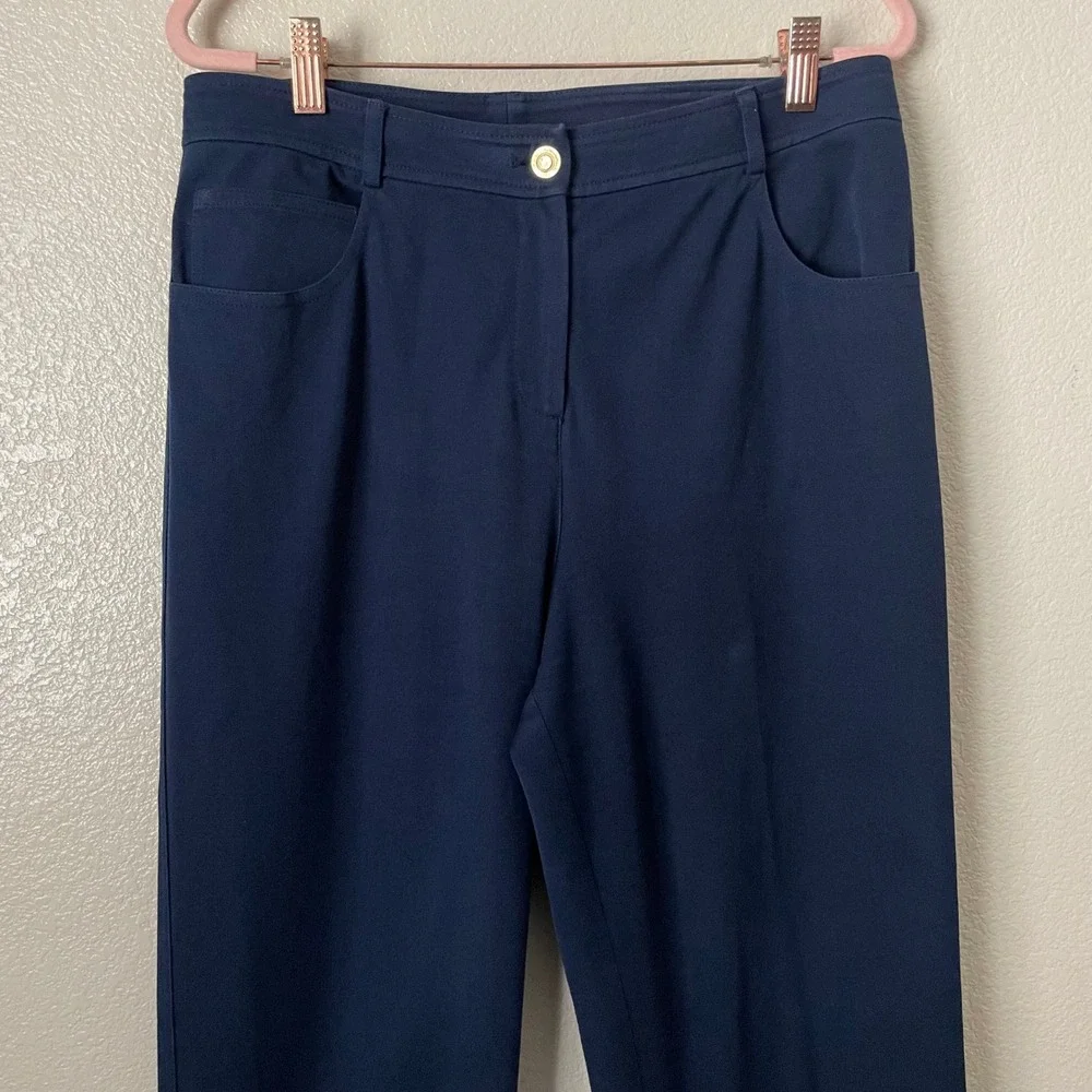 St John Sport Pants Womens Size 8 Navy Blue Straight Leg Quiet Luxury Minimalist